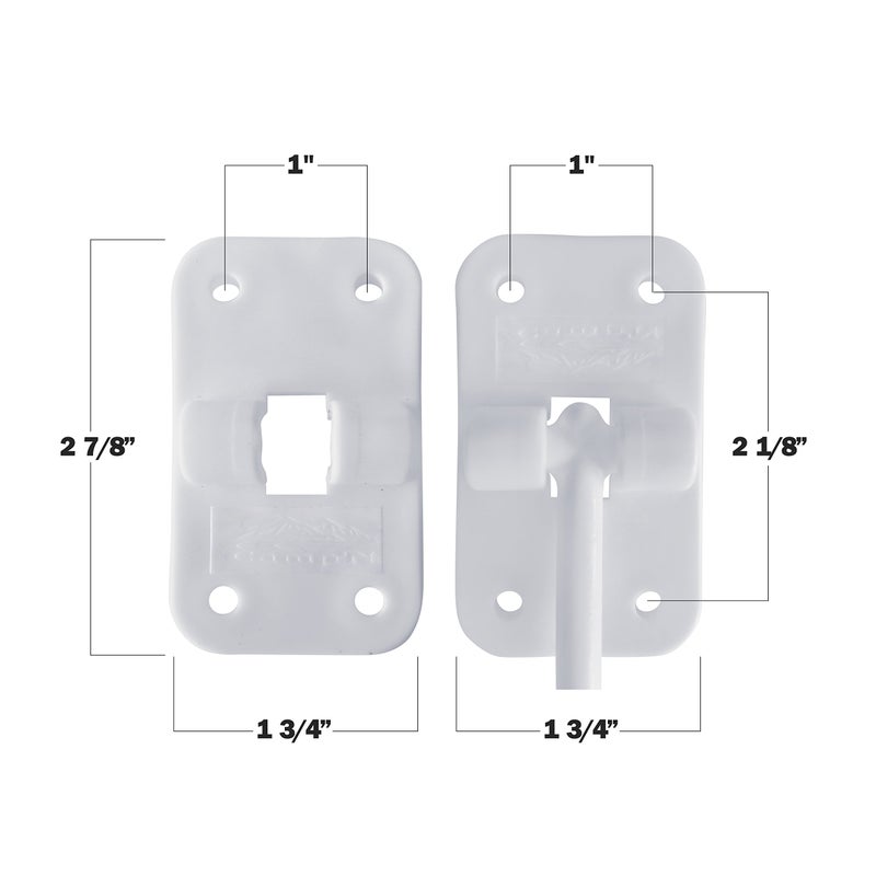 Camp'N 6" RV Door Holder and Latch - Camper & Trailer Door Catch - T Style OEM - White 2 Pack with Hardware - Image 4
